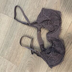 Victoria's Secret Gray Lace Bralette with Floral Pattern